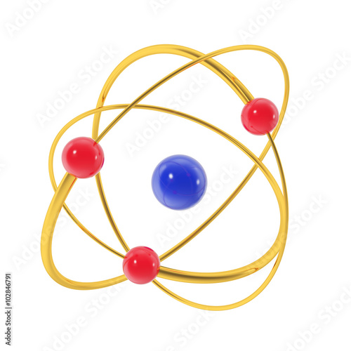 Icon gold atom isolated on white background.