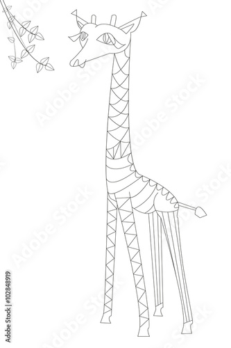 Hand drawn outline giraffe.