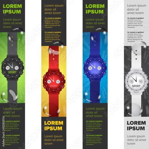 Banners set with watches 