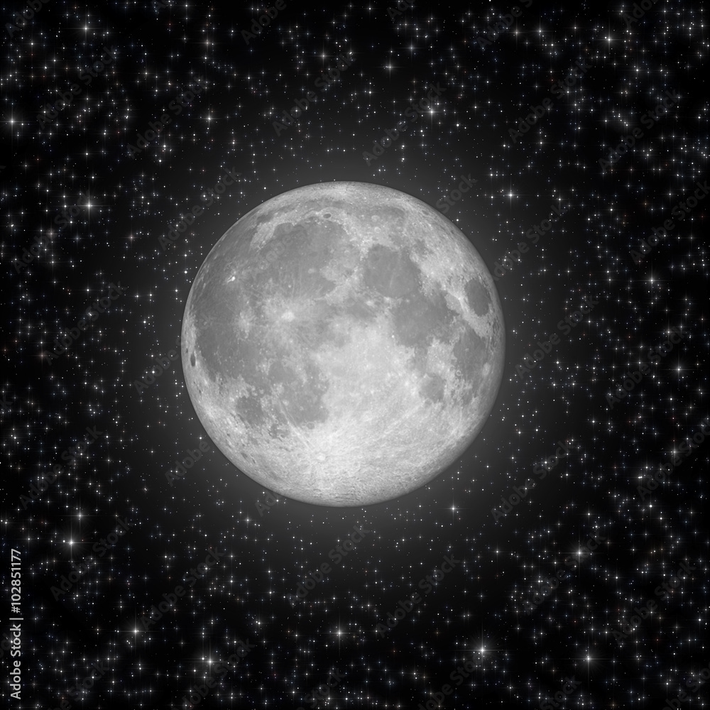 Fototapeta Księżyc w pełni i gwiazdy