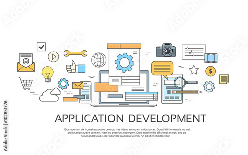 Application Development Create Design Site Programming Coding Set Icon Collection