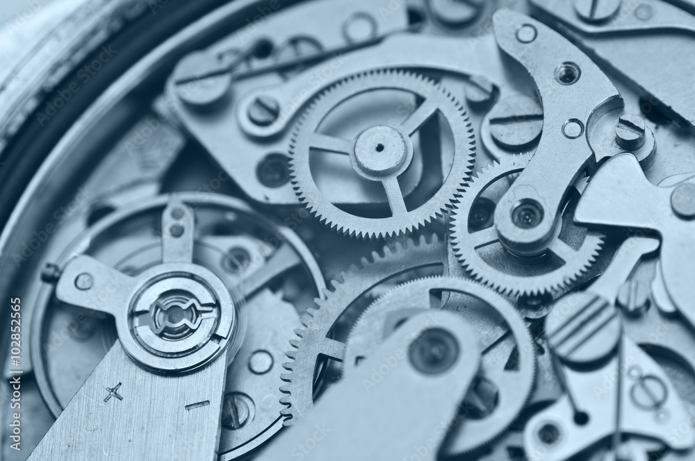 Macro Metal Cogwheels, Concept Teamwork Macro Metal Cogwheels, Concept Teamwork