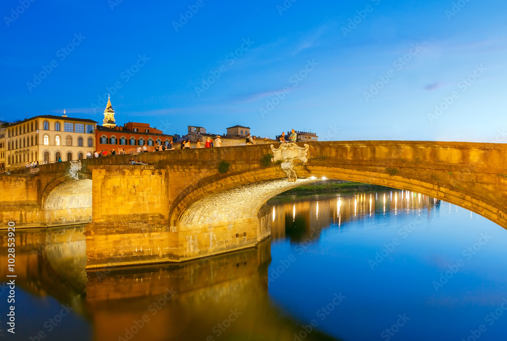 Obraz premium Florence. Ancient houses on the waterfront.