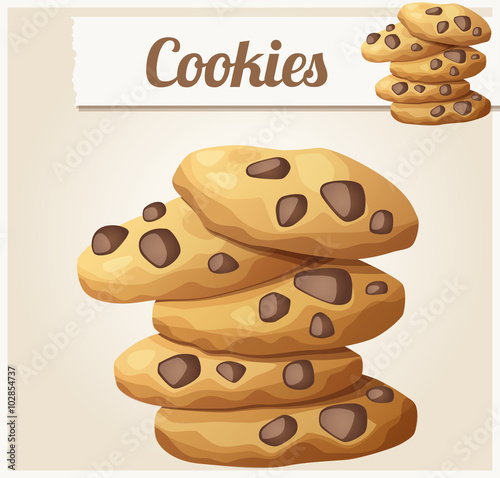 Choc chip cookies 2. Detailed vector icon