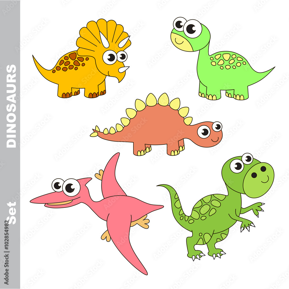 Obraz premium Dino set colorful.