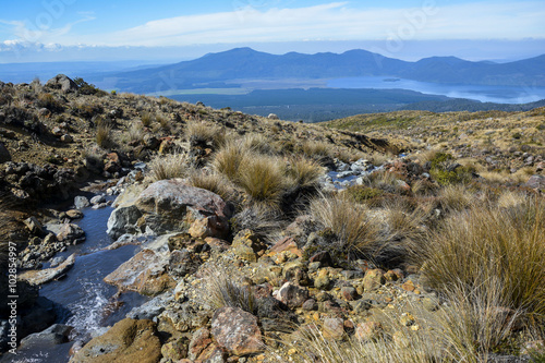 Tongariro Alpine Crossing, New Zealand - View over Lake Rotoaire, close to Ketetahi hut