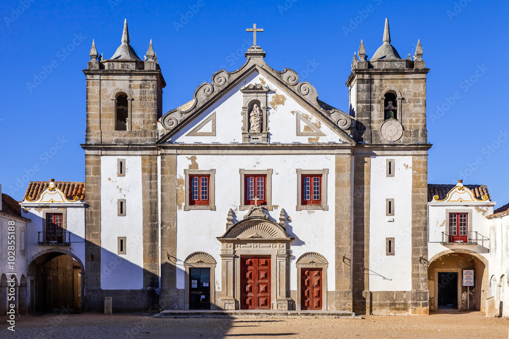 Baroque church in the Sanctuary of Nossa Senhora do Cabo, aka Nossa Senhora da Pedra Mua in Espichel Cape. Sesimbra, Portugal