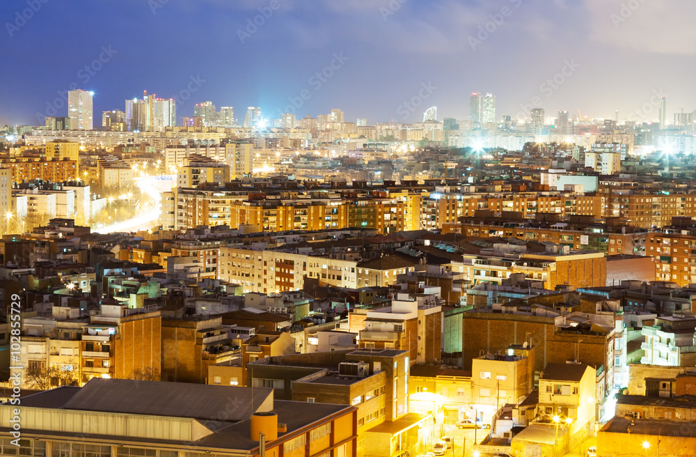 Fototapeta premium night view of Barcelona from high point