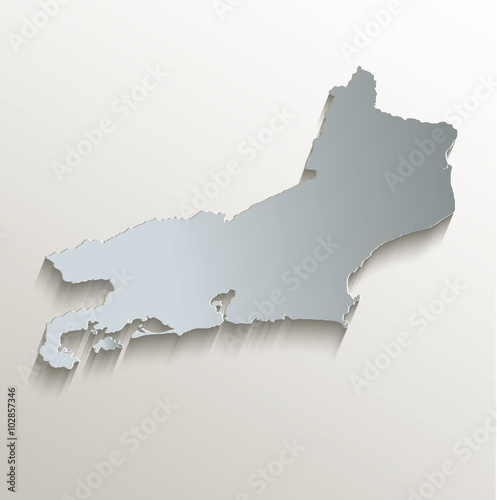 Brazil - Rio de Janeiro map white blue card paper 3D vector 