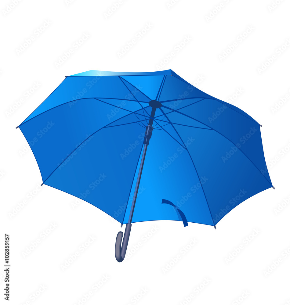 blue open umbrella. vector isolated object