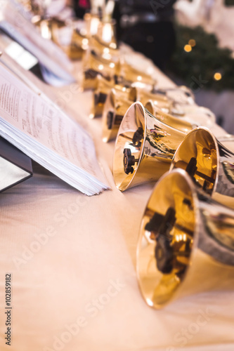 Handbells on table ready to perform