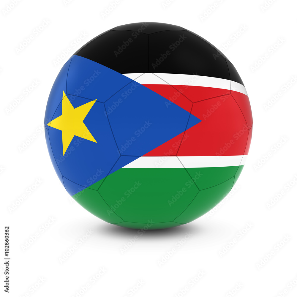 Naklejka premium South Sudan Football - South Sudanese Flag on Soccer Ball