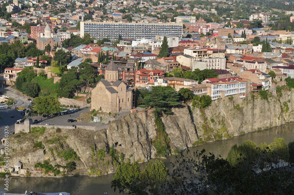 Panorama of the center of Tbilisi, Georgia.