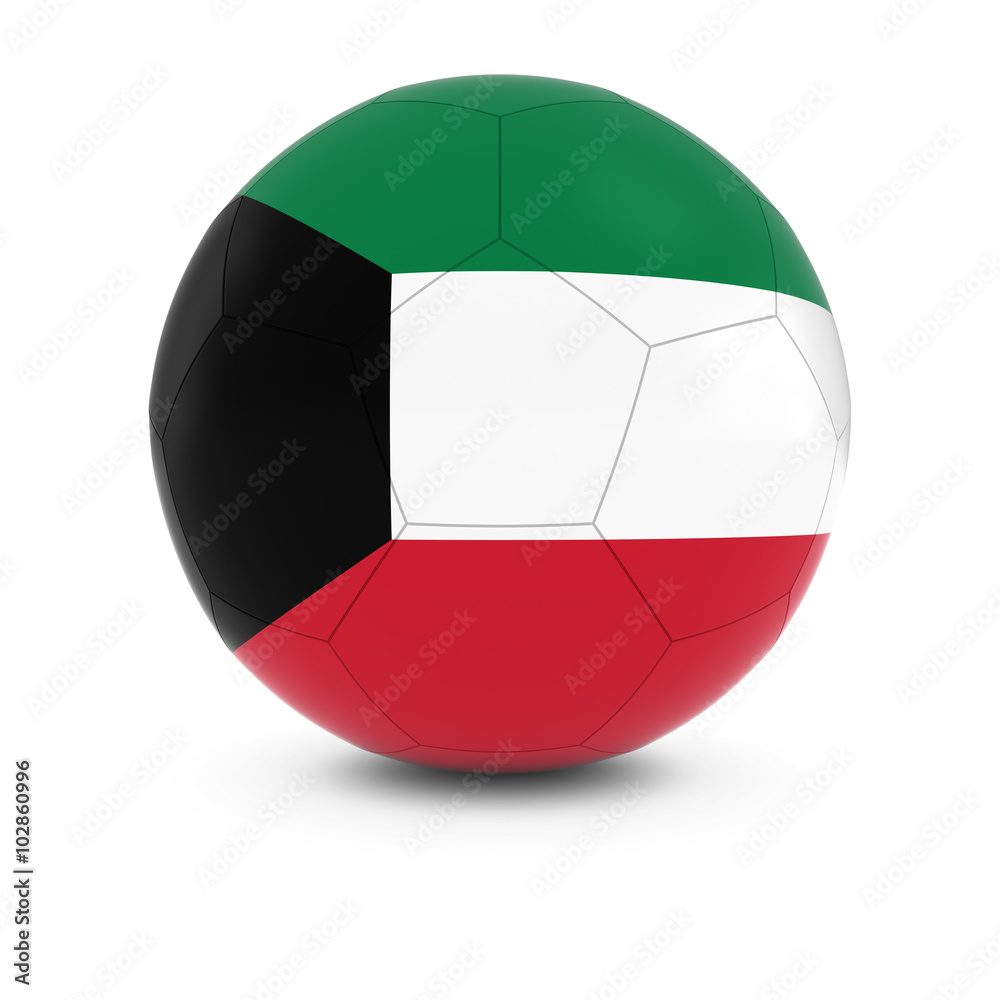 Kuwait Football - Kuwaiti Flag on Soccer Ball