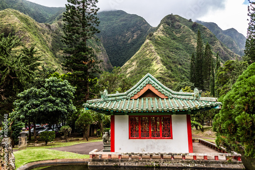 Japanese garden in Iao Valley State Park on Maui Hawaii photo