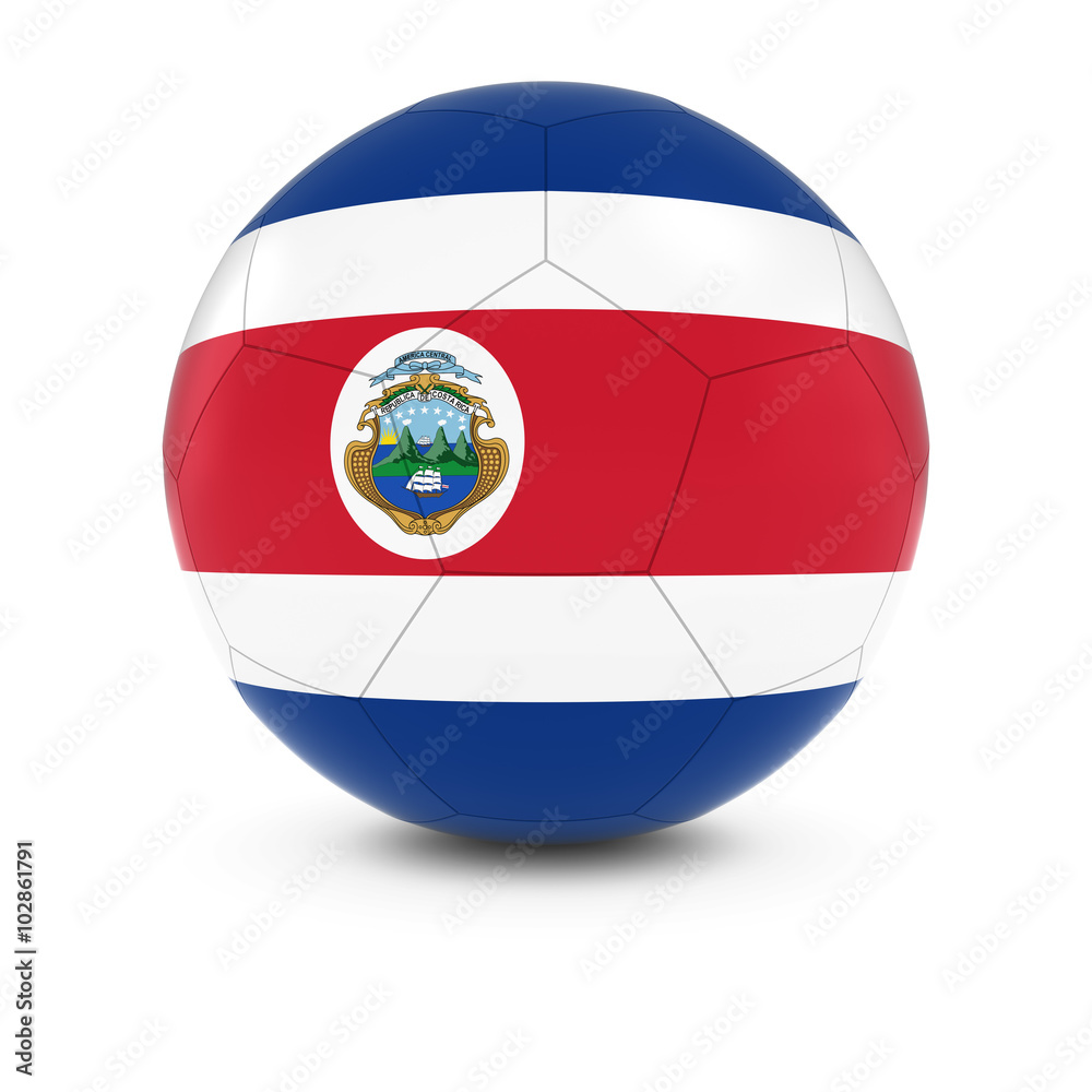 Costa Rica Football - Costa Rican Flag on Soccer Ball