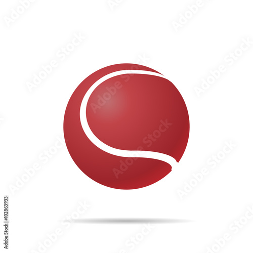 Realistic red tennis ball with shadow