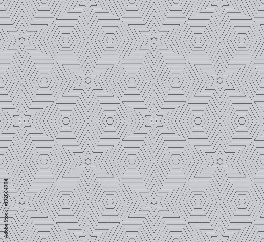 Simple seamless star shaped lines vector geometric pattern.