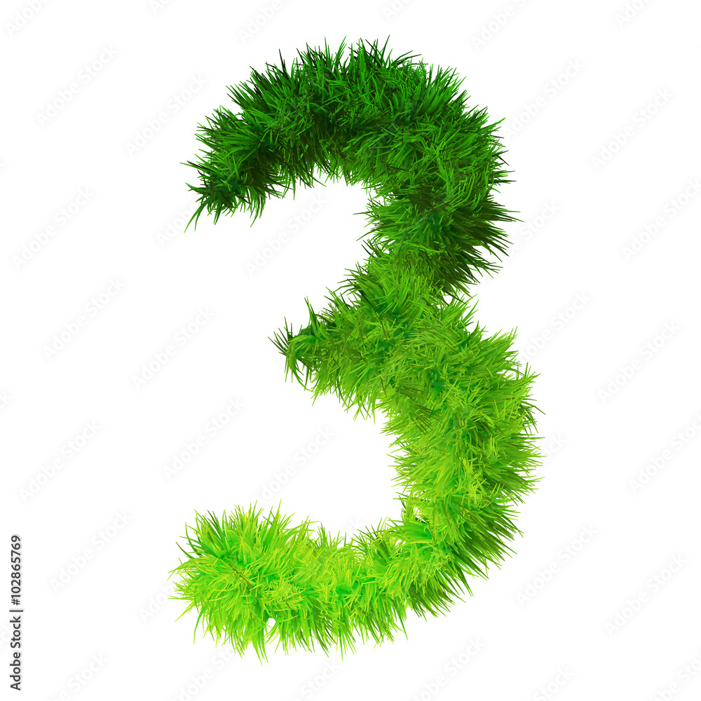 Conceptual green grass 3D font isoalted Conceptual green grass 3D font isoalted