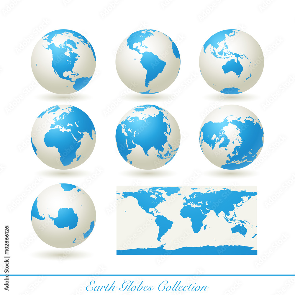Earth globes collection - Blue Earth globes collection - Blue
