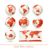 Earth globes collection - Red