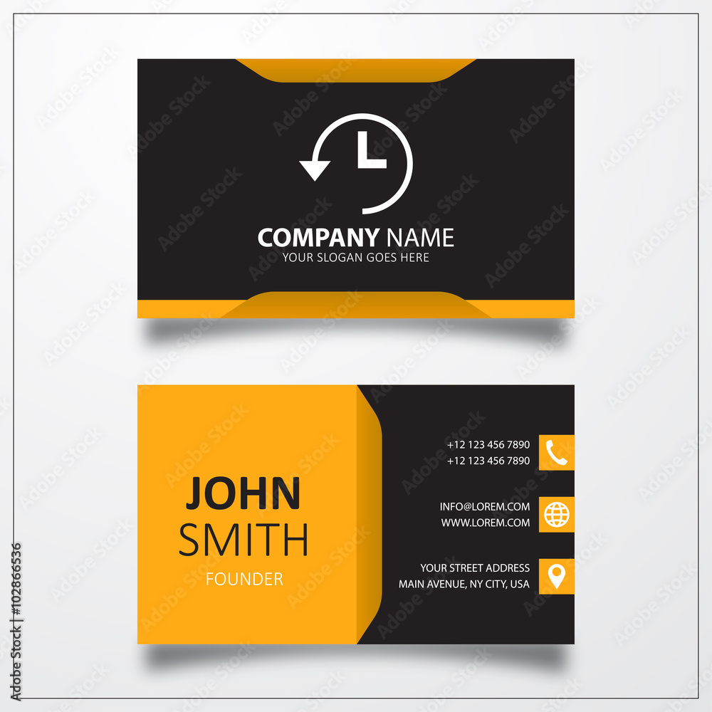 Time back icon. Business card template Time back icon. Business card template