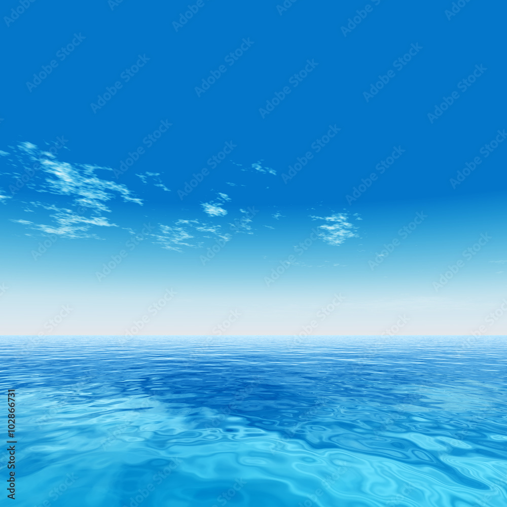 Conceptual blue sea or ocean water with sky Conceptual blue sea or ocean water with sky