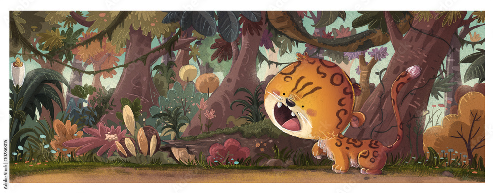 Naklejka premium jaguar en la selva