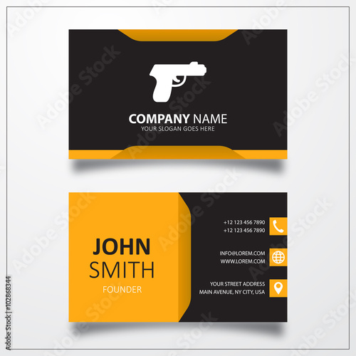 Gun icon. Business card template