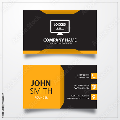 Password icon. Business card template