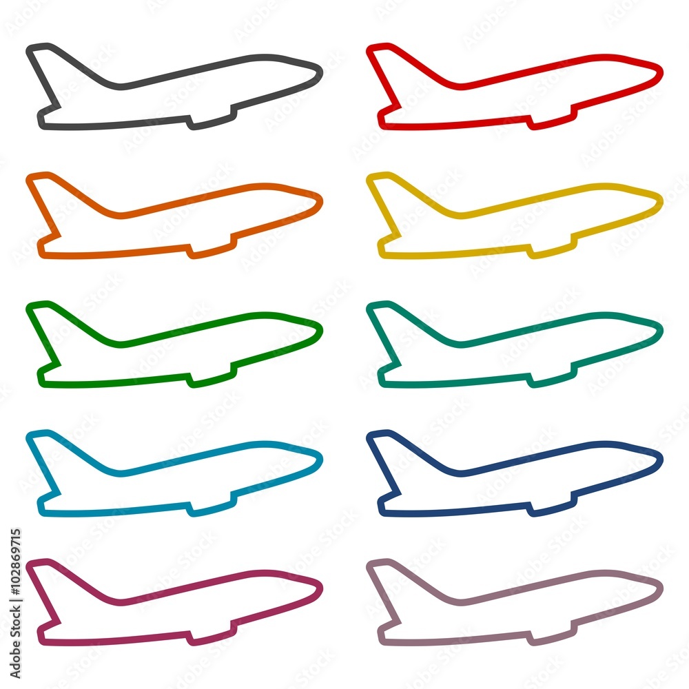 Airplane up icons set 