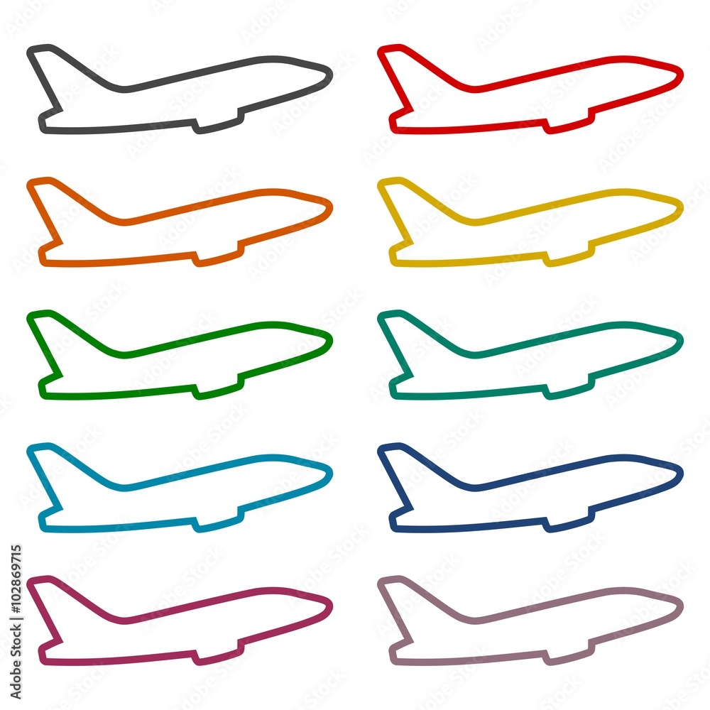 Obraz premium Airplane up icons set