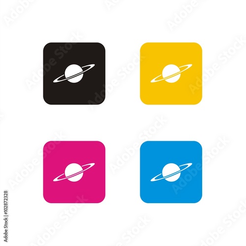 Icono de un planeta sobre fondos de colores. Ilustración vectorial