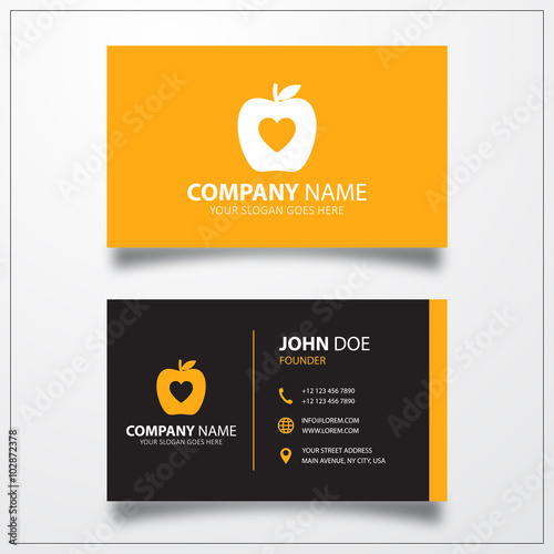 Apple with heart icon. Busi...