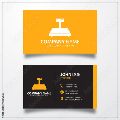 Digital weigher icon. Business card template