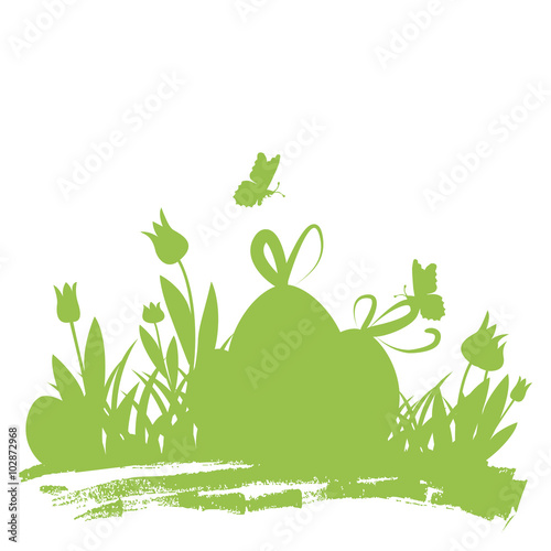 Ostereier mit Tulpen und Schmetterlingen