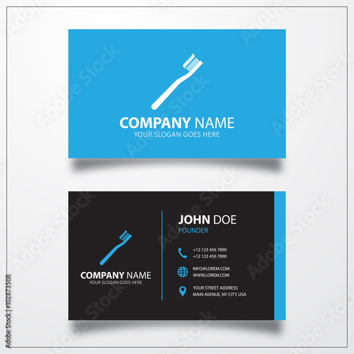 Toothbrush icon. Business card template