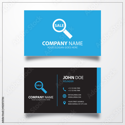 Sale search icon. Business card template