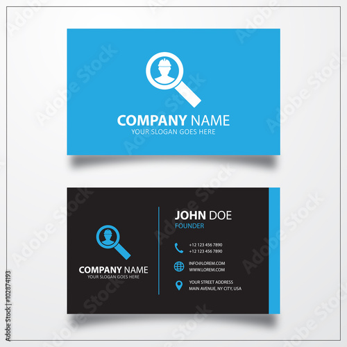 Worker search icon. Business card template