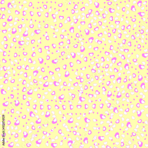  yellowwrapping paper with littie pink hearts