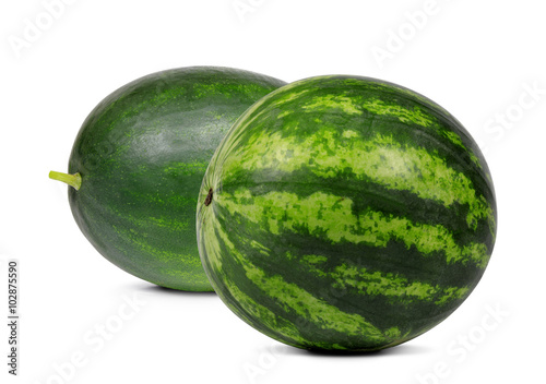 Fresh green melons isolated on white background