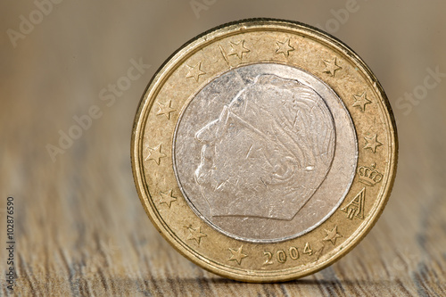 Close up of a Belgian euro coin