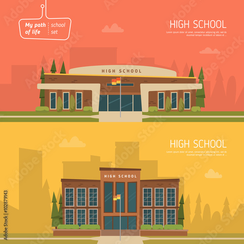 Fototapeta Naklejka Na Ścianę i Meble -  High school building vector illustration
