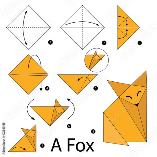 step by step instructions how to make origami A Fox.
