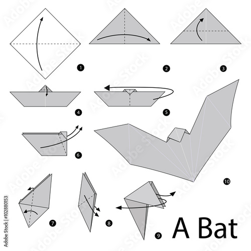step by step instructions how to make origami A Bat.