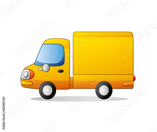 Yellow delivery truck.