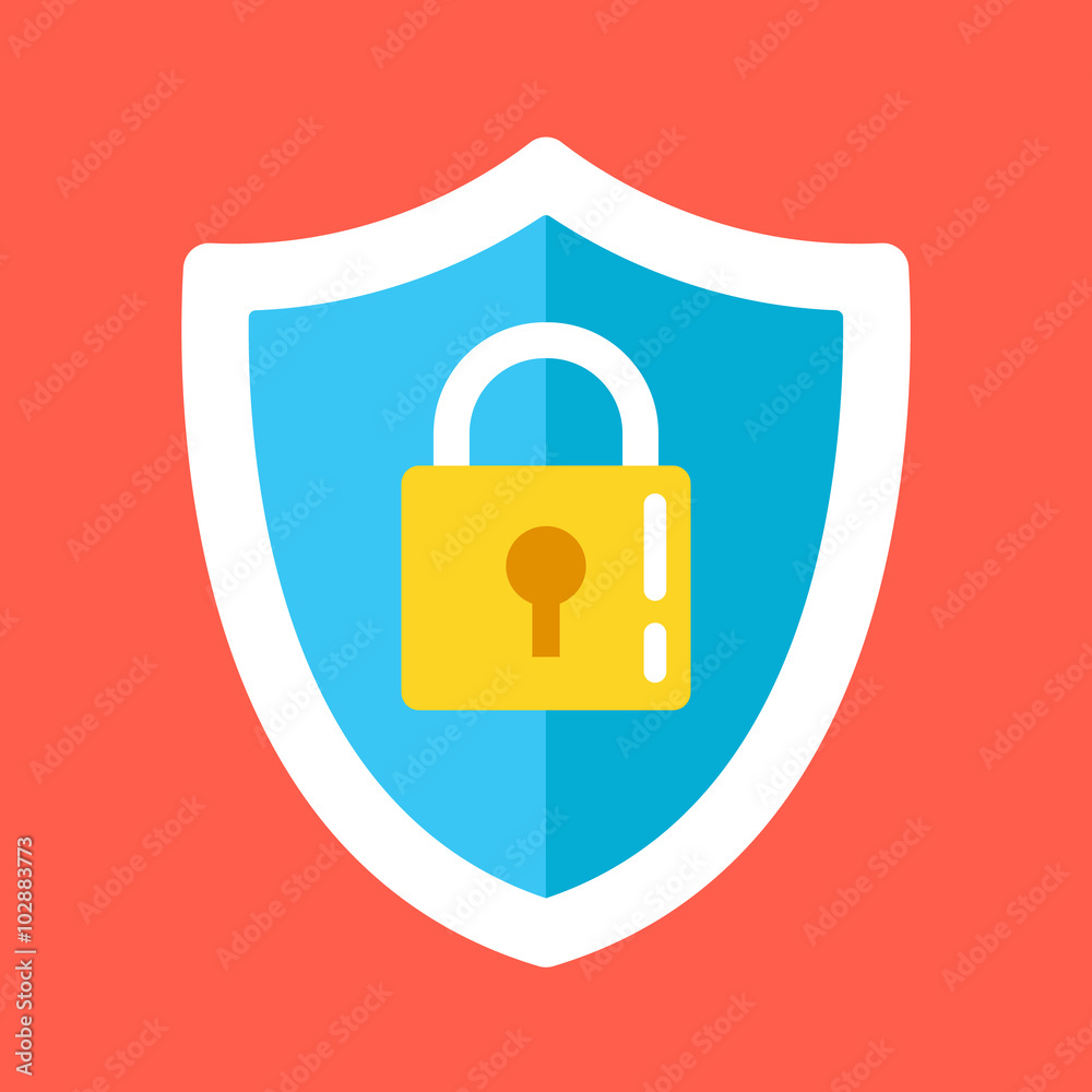 Security shield lock icon. Creative flat design vector illustration Security shield lock icon. Creative flat design vector illustration