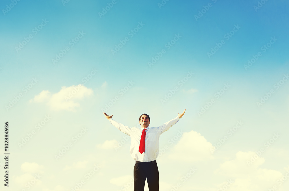 Businessman Solitude Relaxation Freedom Success Concept Businessman Solitude Relaxation Freedom Success Concept