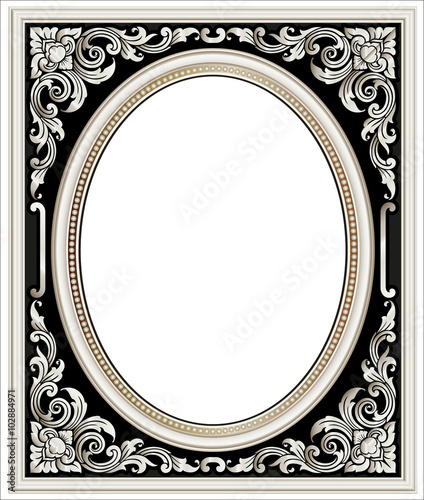Vector vintage border frame engraving with retro ornament Vector