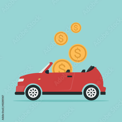 Save money for car asset property. Flat design business financial marketing concept cartoon illustration.
